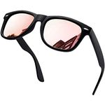 KANASTAL Pink Sunglasses Womens Pink Mirrored Polarised ladies Sunglasses Mens Protection UV for Driving Outing blackout Sunglass Rose - Black Frame Pink Lenses