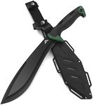 FLISSA Machete, 11'' Fixed Blade Camp Knife, Bolo Machete for Clearing Brush, Patented Shock Absorbing Air Tech Handle, Ideal for Gardening, Bushcraft and Outdoor, Molded Sheath Included