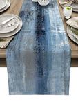 ARTSHOWING Abstract Art Table Runner, Washable Table Decoration for Home Kitchen Dining Holiday Wedding Party, Easy to Clean 13x36inch - Retro Style Oil Painting Texture Blue