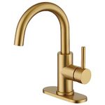 CREA Bar Sink Faucet, Sink Faucet Single Hole for Bathroom Kitchen Small RV Campers Faucet Brushed Gold Pre Wet Mini Restroom Bath Utility Marine Outdoor Faucet for Farmhouse Vanity Lavatory, Gold