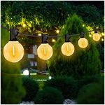 DAYBETTER 25FT Outdoor String Lights Waterproof,Patio Lights with 12 Shatterproof Dimmable LED Edison Bulbs(+1 Spare),Connectable G40 Globe String Lights for Outside Garden Yard Porch,Black Wires