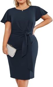 Hanna Nikole Vestido de fiesta grande para mujer, manga corta, tallas sin mangas, cuello en V, vestido 520, azul, 54 ES