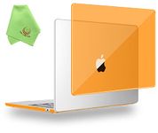UESWILL Compatible with 2022-2024 MacBook Air 13 inch M2 M3 Case Model A2681 A3113 with 13.6" Liquid Retina Display Touch ID, Glossy Crystal Hard Shell Case Cover + Microfiber Cloth, Orange