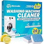 Washing Machine Cleaner Descaler Tablets: Maravello Highly Efficient Laundry Deodorizer - Washer Cleaning Tablets For HE Front Loader And Top Load 14-Month Supply (28 Count, Lemon)