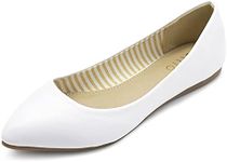 Ollio Women's Ballet Shoe Comfort Basic Light Multi Color Flat, White, 8.5