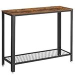 VASAGLE Console Table, Entryway Table, Stable Sofa Table, for Living Room, Bedroom, Easy Assembly, Rustic Brown and Black LNT80X,101.5 x 80 x 35 cm