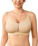 BRABIC Women's Plus Size Wireless Bra - Seamless Comfortable No Underwire Breathable Full Coverage Everyday Bras (X-Large, Beige)