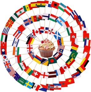 100pcs Mini Countries Toothpick Flags, 2.56x1.38in Countries Cupcake Toppers Stick Different Nations Double Sided Small Countries Cupcake Picks for Fruit Cocktail Food Flag Decorations