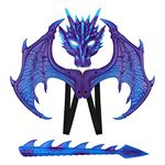 Dragon Costume for Kids Boys Girls,CRTEPST Dragon Wing Tail Mask Set,Halloween Dinosaur Cosplay Set for Child (Blue Purple)