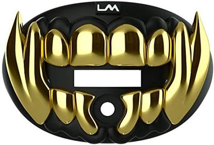 Loudmouth Football Mouth Guard - 3D Chrome Beast Football Mouthpiece, Fits Adult & Youth Ages 5+, Football Accessories Mouth Guard (3D Beast - Chrome Black/Gold)