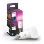 Philips Hue White and Colour Ambiance 10.5W Equivalent 75W A19 Base E26 LED Smart Bulb, Colour Changing, Bluetooth & Zigbee Compatible, Voice Activated with Alexa, Music Sync, Single, 75W (1100 Lumen)