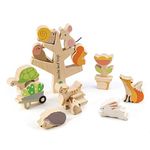 Tender Leaf Toys - Stacking Garden Friends - 14 Pcs Wooden Stacking & Balancing Toy & Educational Game with Free Travel Bag - Early Learning Develops Strategic Thinking & Fine Motor Skills - Age 18m+