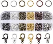 Pandahall 6 Colors Jewelry Finding Kits with 5mm Open Jump Rings & 12x6mm Lobster Claw Clasp for DIY Bracelet Necklace Jewelry Making