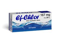 Ef-Chlor 167 mg Water Purification Tablets/NaDCC Tablet / 100 Tablets Pack/Rapidly Effective Against Bacteria, Viruses, and Spores/Purifies 20 Liters of Drinking Water per tablet