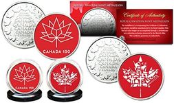 Canada 150 Anniversary Royal Canadian Mint Medallions 2-Coin Set - All RED Logos