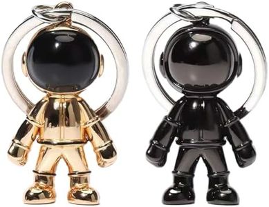 Floatdream 2 Piezas Llavero de Astronauta Espacial, Llavero Robot, Llavero de Mochila, Adecuado para Decorar Las Llaves de La Mochila Del Coche(Dorado, Negro)