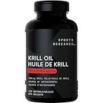 Sports Research Omega 3 Krill Oil Supplement with Essential Fatty Acids EPA & DHA + Choline, Phospholipids & Astaxanthin - Sourced from Pure Antarctic Superba Krill Oil - 500mg (120 Mini-Softgels)