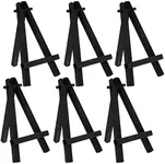 U.S. Art Supply 5" Mini Black Wood Display Easel - A-Frame Artist Painting Party Tripod Easel - Tabletop Holder Stand for Small Canvases, Kids Crafts, Business Cards, Signs, Photos (Pack of 6)