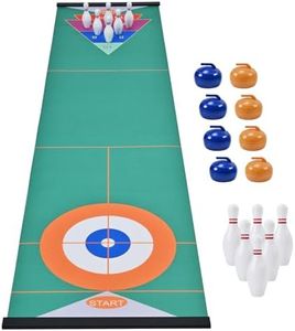 Colatop 3-in-1 Tabletop Game Curling, Shuffleboard and Bowling Game, Portable Family Game for Kids (age12+) Adults, Easy to Set Up Desktop Indoor Outdoor Fun 47 inch