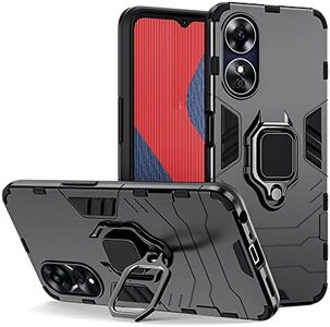 Hybrid Case for Oppo A58 4G (6.72 Inch), FORZARMOR Armor Rugged Cell Phone Cover, A58 Case with Metal Ring Kickstand Shockproof Military Grade (Black)