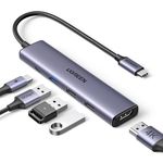 UGREEN Revodok 105 USB C Hub 5 in 1 Multiport Adapter 4K 30Hz HDMI, 100W Power Delivery, 3 USB A Data Ports, Type C Dongle for PC, Laptop, MacBook Air, iMac, iPad, iPhone 17/16/15 Pro Max, Galaxy S25