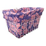 Cruiser Candy Bicycle Basket Liner Tote,Beach Cruiser Basket Cover, EBike Front Wire Or Wicker Bike Basket Fits Up to 15x12x10, Yoga Gym Beach Bag. Weatherproof Bike Bag (Lilac- Pink Hibiscus)
