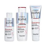 L’Oreal Paris Elvive Bond Repair Full Routine Set for Damaged Hair, Pre-Shampoo Treatment 200ml, Shampoo 200ml and Conditioner 150ml, Deep Intensive Hair Repair Treatment, Rebuild Broken Hair Bonds