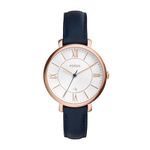 Fossil Women's Jacqueline Quartz Stainless Steel and Leather Watch, Color: Rose Gold, Navy (Model: ES3843)