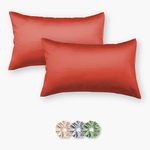 SEEVO 400 TC Luxurious Satin Silk Pillow Covers/Pillowcases with Envelope Closure, Soft Comfortable Protects Hair and Skin - 20 inch x 30 inch - Set of 2 with 3 Satin Schrunchies (Copper)