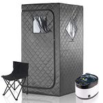 iDOTODO Full Size Home Sauna, Portable Steam Sauna for Home Spa, One Person Foldable Lightweight, Full Body Sauna Tent for Relaxation, 1500W & 4L Steamer Generator, Remote Control, Foldable Chair