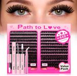 Path to Love 448pcs Lash Clusters Kit 100D Manga Eylash Cluster with Bond,Seal and Tweezer 3D Curly Eyelashes Extensions 9-16mm Volume Easy Lashes for Beginners