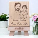 Incredible Gifts India Personalized Wooden Engraved Father’s Day Photo Frame (5x4 Inches, Beige), Tabletop