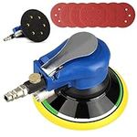 6" Air Random Orbital Sander Dual Action Pneumatic Palm Sander with Speed Regulation with 7 Pcs of Sand Paper