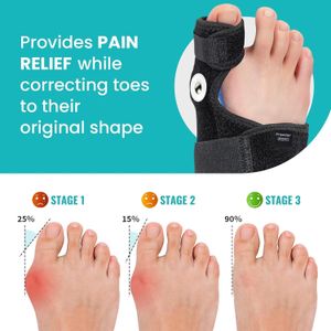 Promifun Bunion Corrector Adjustable Splint Brace – Pain Relief Toe Support, Non-Slip Gel Pads, 1 Pair