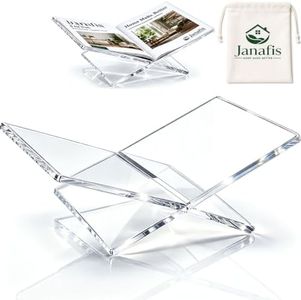 Clear Acrylic Book Stand 15.8"×9.5"×4.2" – Sturdy Display Easel for Quran, Cookbooks, Bibles, Art Books & Magazines, Tool-Free Assembly, Modern Coffee Table Stand