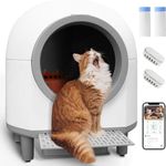 Aoruefar 80L Extra-Large Self Cleaning Cat Litter Tray - Automatic Smart Litter Box with App Control, Multiple Safety Sensors & Odor Removal - Quiet & Anti-Pinch Robot for Multiple Cats