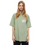 Besick Main Character Energy Oversized Regular Fit T Shirt for Women (Mediumedium, Sage Green)