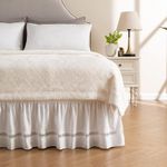 MIYE Wrap Around Ruffled Lace Bed Skirt, Elastic Dust Ruffle with Adjustable Belts, Easy to Put On, Bed Frame Cover, Machine Washable (Ruffled Lace/White, Full/Twin-12.5" Drop)