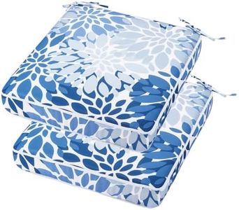 JMKaixin Patio Chair Cushions 19 x 19 Inch Waterproof Outdoor Seat Cushions for Patio Furniture Garden Sofa Couch Chair Pads with Adjustable Straps, Set of 2