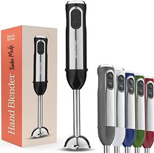 Powerful Immersion Blender, Electric Hand Blender 500 Watt with Turbo Mode, Detachable Base. Handheld Kitchen Blender Stick for Soup, Smoothie, Puree, Baby Food, 304 Stainless Steel Blades (Black)