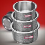 Flixbloom Cook Plus Serve Hard Anodised Induction Base | Gas Stove Friendly Kitchen Cookware | Deep Cooking Tope/Patila/Bhagona/Container Utensil (Tope Without Lid, 1L+2L+3L Kitchen Set)