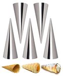 Holz sammlung 5pcs Cream Horn Moulds, Stainless Steel Cream Roll Cones, Cream Roll Moulds, Baking Cones Non Stick, Cannoli Tubes Forms Mold for Danish Pastry Lady Lock Form Croissant Shell Ice Cream