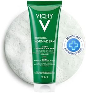 Vichy Normaderm 3-in-1 EXFOLIATING scrub, face cleanser and skin care face mask. Face wash for oily skin & sensitive skin, with salicylic acid & glycolic acid, 125ML