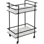 Honey-Can-Do 2-Tier Rolling Bar & Serving Cart, Black & White Faux Marble CRT-09808 Black