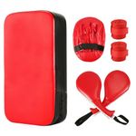 6-Piece Taekwondo Kick Pad Set, Martial Art Kicking Pad PU Leather Boxing Focus Pads Target Punching Paddles Kickboxing Shield Karate Sparring Training Equipment for MMA, Muay Thai, Men Women (Red)