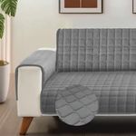Urban Space 3 Seater Quilted Sofa Cover with Pockets, Non-Slip Sofa Protector, Easy Care & Machine Washable Sofa Cover, Sofa/Couch Protector for a Modern & Cozy Living Space (3 Seater - Grey)