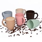 Eha Set of 6 Earth-Friendly Classic Coffee Mug | 300 ml | Made with Rice Husk & Bamboo Fibers | Microwave Safe | for Hot & Cold Coffee, Milk & Tea Cup | Matte Finish Mugs | Multicolor