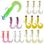 Grub Bait Lures Fishing Jigs Head Hooks Kit - 17pcs Soft Plastic Worm Fishing Lure Tubes Baits for Bass Trout Walleye Pike Crappie