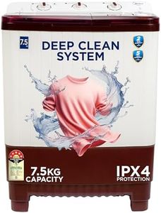 Midea 7.5 KG Semi Automatic Top Loading Washing Machine, Rust proof Body, Air Dry Function with 1300 RPM (MWMSA075PPG, Maroon White)