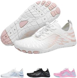 Hike Footwear Lazuli Pro - Healthier and Comfortable Feet with Barefoot Shoes, Lightweight Flexible, Arch Support, Wide Walking Shoes (Unisex) White - Pink